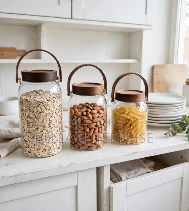 Premium Borosilicate Glass Storage Jar with Acacia Lid - 1