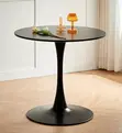Black 4 Seater Round Dining Table - 1