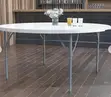 White 150cm Foldable Round Patio Table - 2