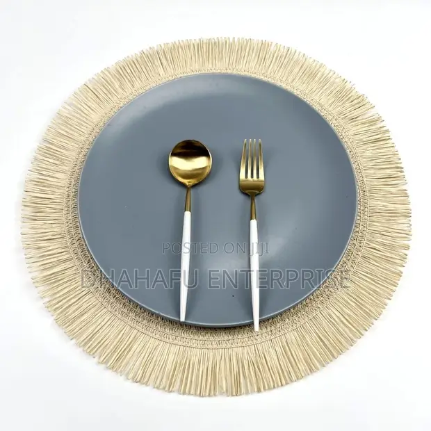 Woven Fringe Round Placemats — Set of 6 - 1