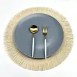 Woven Fringe Round Placemats — Set of 6 - 1