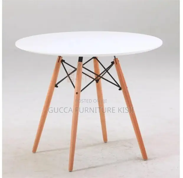 4-Legged Round Dining Table (White) - 1
