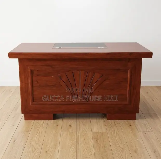 1.2m Rectangular Mahogany Desk with Laminate - 1