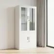 Half Glass Metallic Filing Cabinet - White - 4