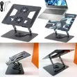 Aluminum Laptop Stand with 360° Rotating Base & Dual Cooling Fans - 1