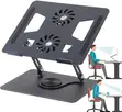Aluminum Laptop Stand with 360° Rotating Base & Dual Cooling Fans - 3