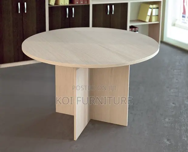 Round Wooden Conference Table - 1
