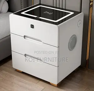 Modern Smart White Bedside Table
