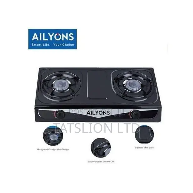 Ailyons 2-Burner Stainless Steel Gas Cooker - 1