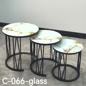 3-in-1 Executive Pure Marble Nesting Coffee Table Set