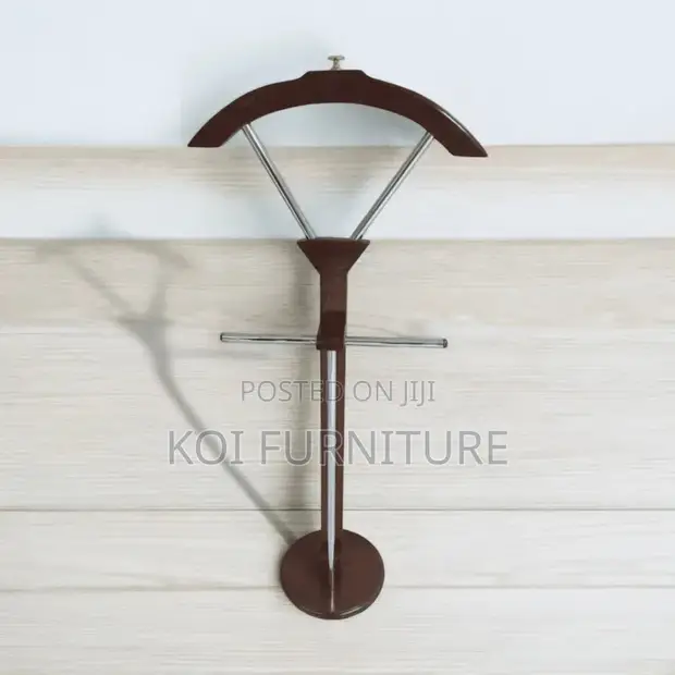 Wooden Suit Valet Stand - Coat Hanger - 1