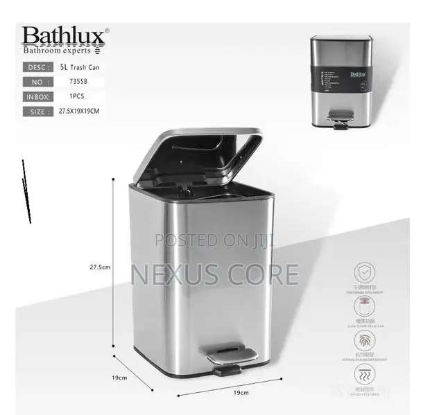 5L Chuma cha Kutolea Chuma cha Pedal Bin - 1