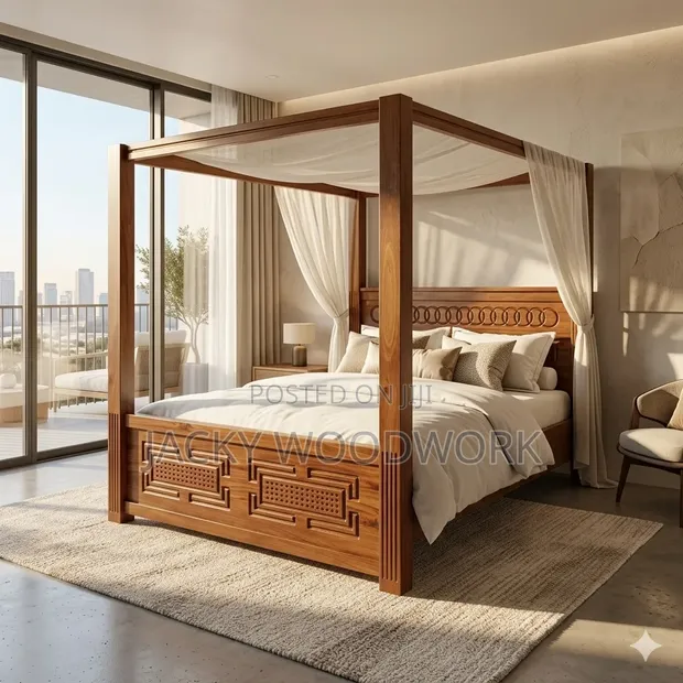 Elegant 4-Poster Hardwood King Size Bed - 1