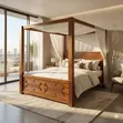 Elegant 4-Poster Hardwood King Size Bed - 1