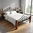 Premium Wrought Iron Double Bed - Mahogany Finish - 2