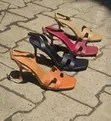 Leather Slingback Heels - Multicolor - 5