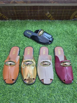 Gold Buckle Slip-On Sandals