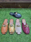 Gold Buckle Slip-On Sandals - 1