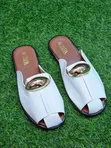 Gold Buckle Slip-On Sandals - 3
