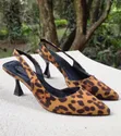 Leopard Print Slingback Kitten Heels - 1