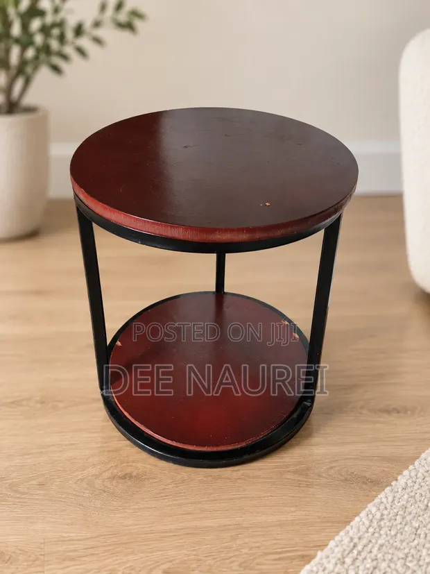 Rustic 2-Tier Round Side Table / Coffee Table - 1