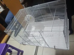 Metal Wire Pet Cage with Tray, Bottle, Wheel