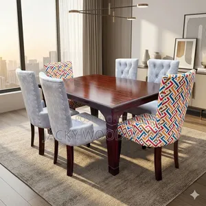 Premium 6 Seater Dining Table - Mixed Pattern Velvet