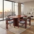 Luxury 6-Seater Oval Hardwood Dining Set - 1