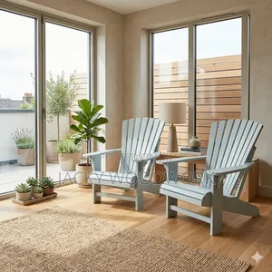 Set of 2 Luxury White Outdoor Lounge Chairs