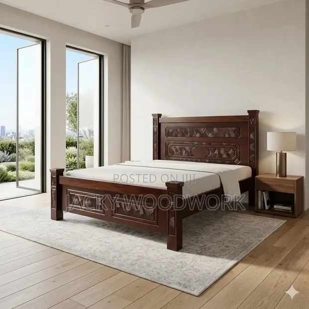 Elegant 5x6 Hardwood Double Bed Frame - 1
