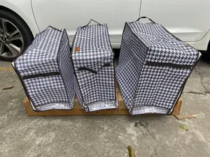 Quilt Duvet Closet Organizer - Checked Non-Woven Fabric