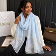 Pearl Butterflies Embroidered Chiffon Scarves - 1