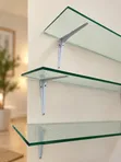 Floating Glass Wall Shelves with Metal Brackets (Set of 3) - 2