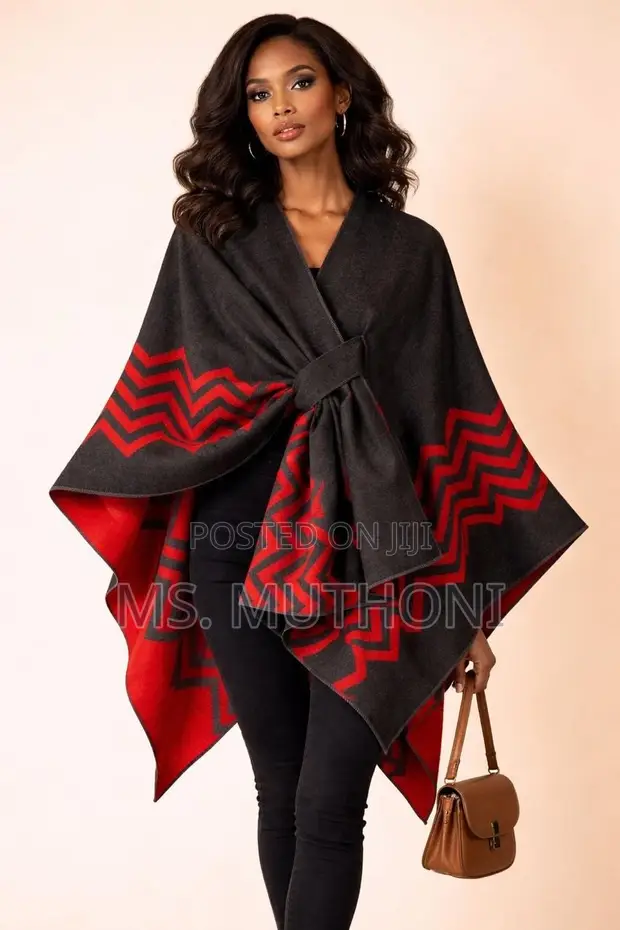 Stylish Open-Front Warm Poncho - 1