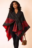 Stylish Open-Front Warm Poncho - 1