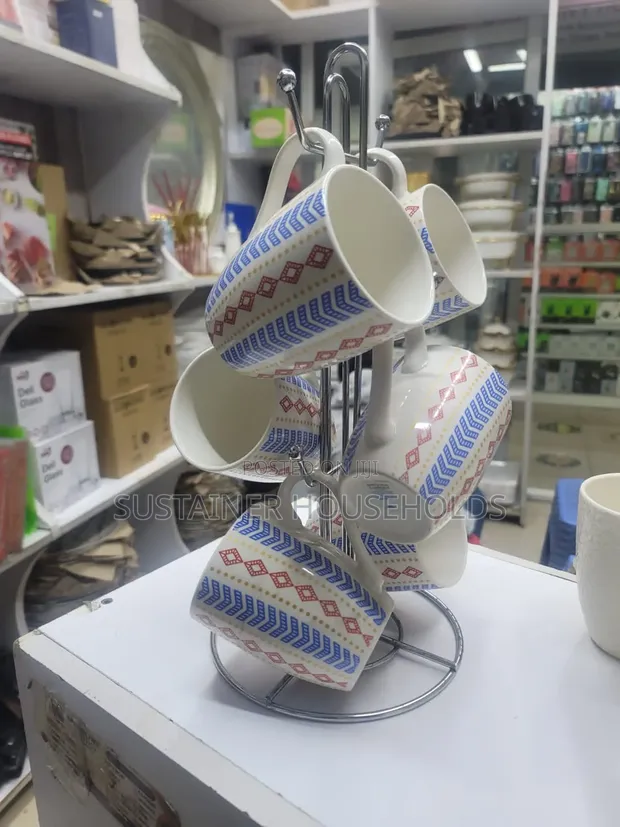 White Smooth Ceramic Cups (Set of 6) - 1