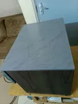 Elegant Blue and Grey Bedside Cabinet with Shelf and Drawer - 4