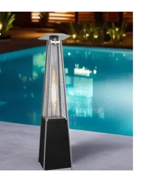 Pyramid-Style Outdoor Gas Heater with Visible Quartz Flame Tube