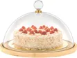 Wooden Cake Stand with Acrylic Dome Lid & Bamboo Tray - 1