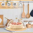 Wooden Cake Stand with Acrylic Dome Lid & Bamboo Tray - 5