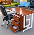 Boss Office Products Metallic Base Desk with Chair and Drawers - 1