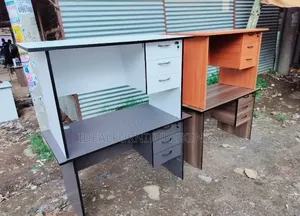 Office Desk with Drawers - White Grey Office Table