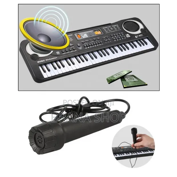 Piano Keyboard ya Kielektroniki ya Watoto 61 Keys na Maikrofoni ya Karaoke - 1