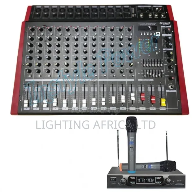 Yamaha 12-Channel Powered Mixer with Dual Wireless Microphones - 1