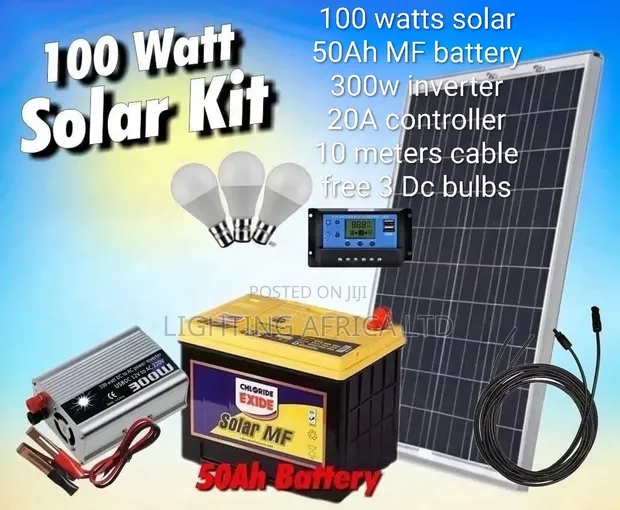 100W Solar Full Kit with 50Ah Battery & 300W Inverter - 1
