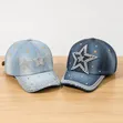 Classy Denim Rhinestone Caps - 1