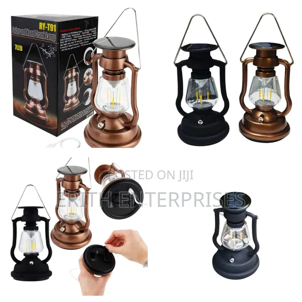 Solar Vintage Hand Crank Lamp - 1