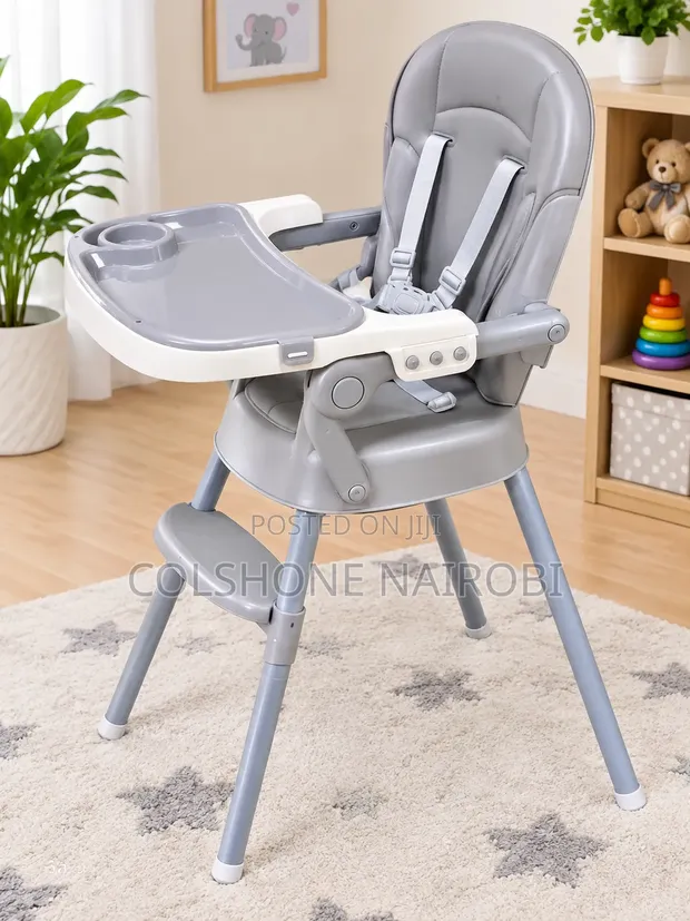 Adjustable Baby High Chair with Tray & Footrest - 1