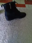 Black Leather Ankle Boots / Combat Boots, Size 1.5 - 2