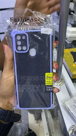 Shockproof Carbon-Fiber Case for Samsung Galaxy A21s (Purple)